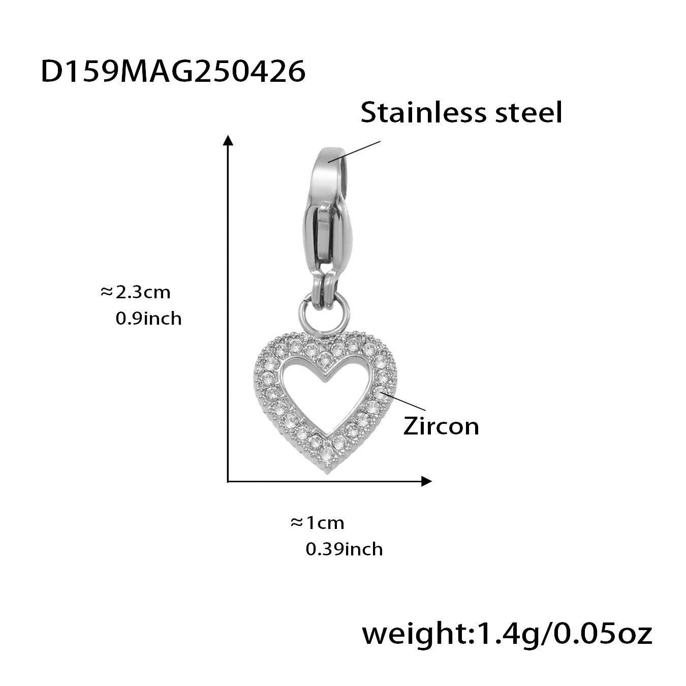 Wholesale 18K real gold stainless steel round bead heart shining zircon bracelet